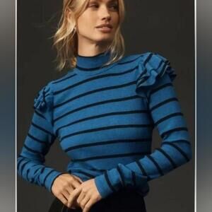 T.La Striped Ruffle Sleeve Top